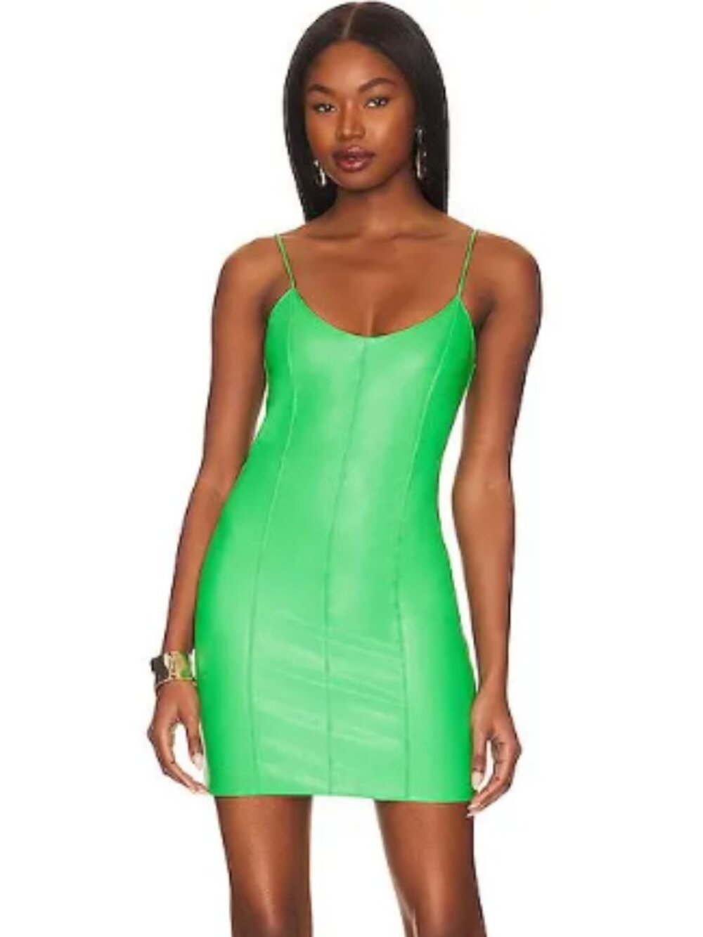 Amanda Uprichard Dress in Grass Green Faux Leather - XS